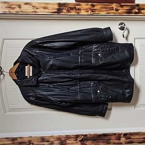 NICE Orvis Vintage Men's Geuine Leather 3/4 Length Coat Jacket